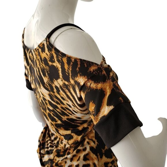 INC International Cold Shoulder Tunic Top Animal Print Poly Knit Women Small NWT - Picture 8 of 9